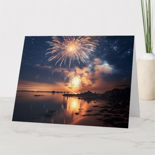 Phantastische Feuerwerkskörper über Wasser Karte (Vorderseite)