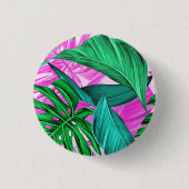 Phantastische fluoreszierende tropische Blätter Button (Vorderseite)