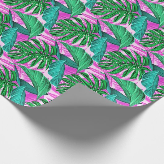 Phantastische fluoreszierende tropische Blätter Geschenkpapier (Ecke)