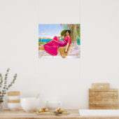 Phantastische Frau in Fuchsia von John William God Poster (Küche)