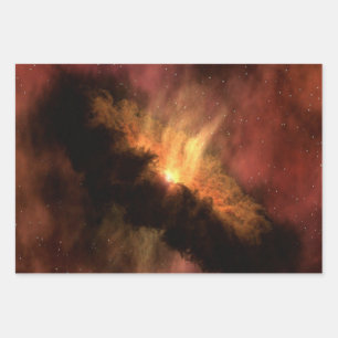 PHANTASTISCHE GALAXIE MIT HELLEN STERNEN GESCHENKPAPIER SET