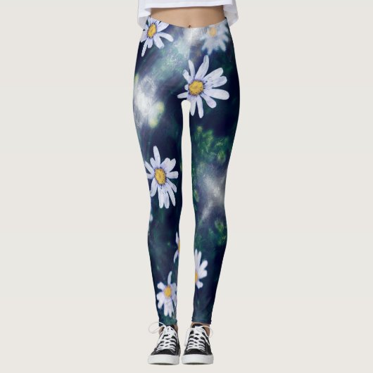 Phantastische gelbe Blumen Leggings (Vorderseite)