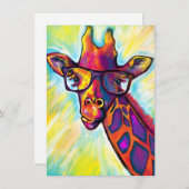 Phantastische Giraffe mit Brille - Blank Note Card Dankeskarte (Vorne/Hinten)