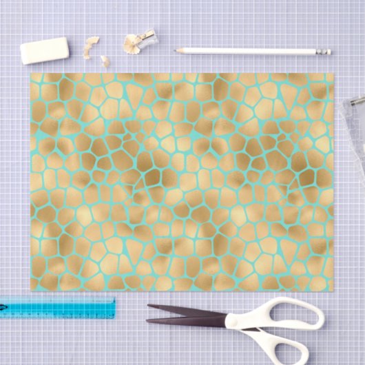 Phantastische goldene Giraffe auf blauem Hintergru Seidenpapier (Handwerk)