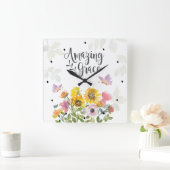 Phantastische Grace Blume und Schmetterlinge Chris Quadratische Wanduhr (Zuhause)