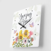 Phantastische Grace Blume und Schmetterlinge Chris Quadratische Wanduhr (Winkel)