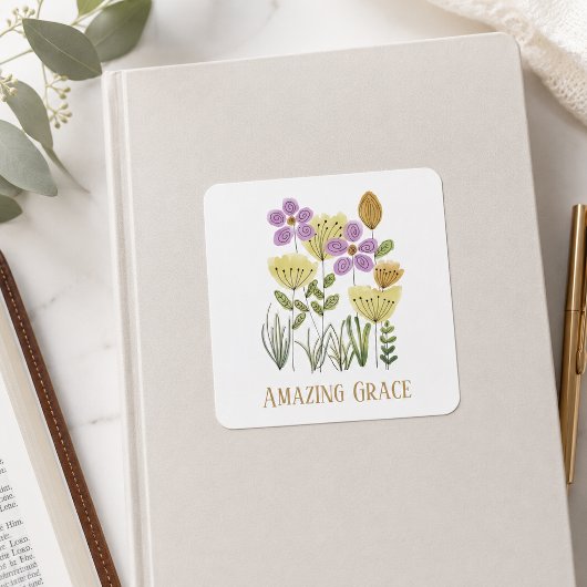 Phantastische Grace-Wildblumen Quadratischer Aufkleber
