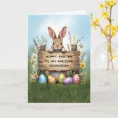 Phantastische Grandson Bunny im Gras mit Ostereier Karte (Gelbe Blume)