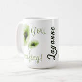 Phantastische grüne Blume Kaffeetasse (Vorderseite Links)