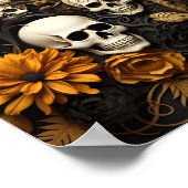 Phantastische Halloween-Muster-Blume und weiße Sch Poster (Ecke)