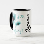 Phantastische hellblaue Blume Tasse (Vorderseite Links)