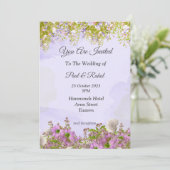 Phantastische Hochzeitseinladung, schöne violette Einladung (Stehend Vorderseite)