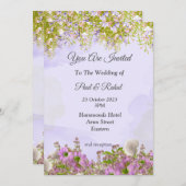 Phantastische Hochzeitseinladung, schöne violette Einladung (Vorne/Hinten)