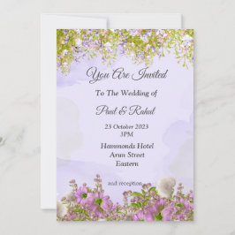 Phantastische Hochzeitseinladung, schöne violette Einladung