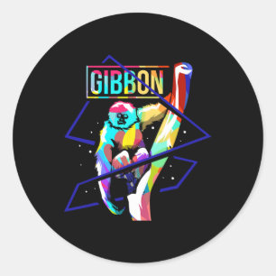 Phantastische Hylobates Lar Lesser Ape Gibbons Mo Runder Aufkleber