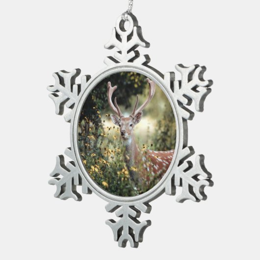 phantastische Jagd auf Hirsche Schneeflocken Zinn-Ornament (Rechts)