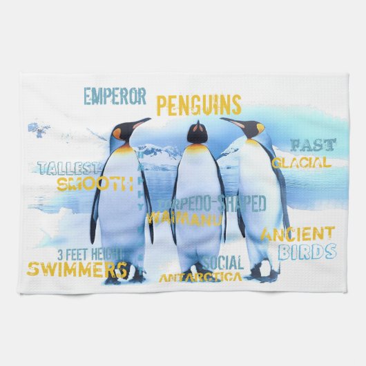 Phantastische Kaiserin Pinguine Typografie Kunst Handtuch (Horizontal)