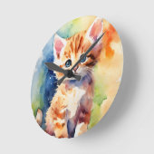 Phantastische Katzenmauer Runde Wanduhr (Winkel)
