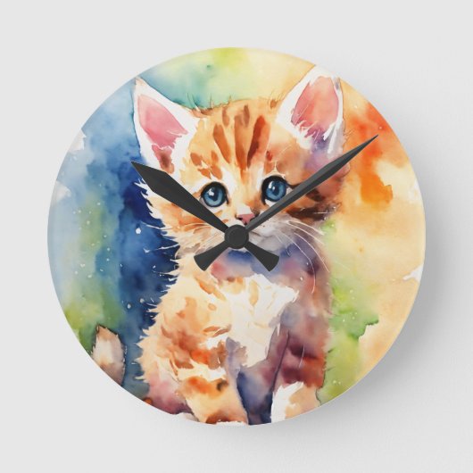 Phantastische Katzenmauer Runde Wanduhr (Vorderseite)