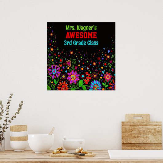 Phantastische Klasse Farbige Blumen Personalisiert Poster (Küche)