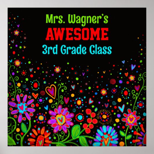 Phantastische Klasse Farbige Blumen Personalisiert Poster (Vorne)