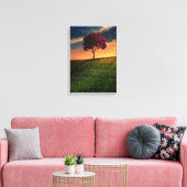 Phantastische Landschaft mit Rotem Baum bei Sonnen Leinwanddruck (Insitu (Wohnzimmer))