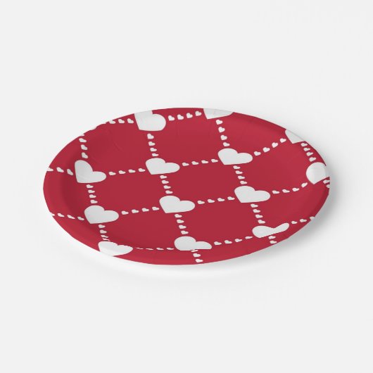 Phantastische Liebe in Rot und Weiß Pappteller (Schrägansicht)