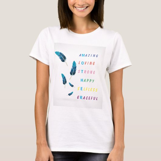 Phantastische Liebe Stark glücklich Mutter Feather T-Shirt (Vorderseite)