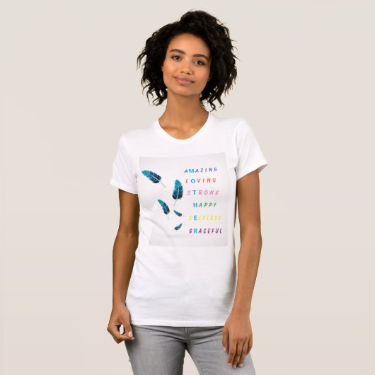Phantastische Liebe Stark glücklich Mutter Feather T-Shirt (Vorne ganz)