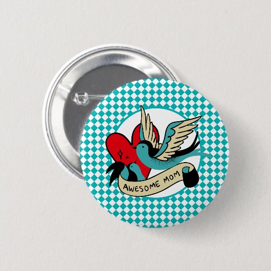 Phantastische Mama Tattoo und Harlequin Button (Vorne & Hinten)