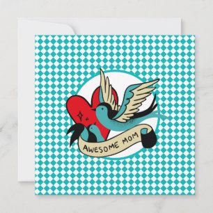 Phantastische Mama Tattoo und Harlequin Muttertag Karte