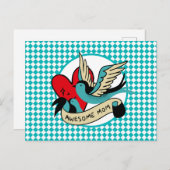 Phantastische Mama Tattoo und Harlequin Postkarte (Vorne/Hinten)