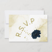 Phantastische marineblaue Blume aus Elfenbein RSVP Karte (Rückseite)