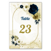 Phantastische marineblaue Elfenbein-Blume Gold Tischnummer (Vorderseite)
