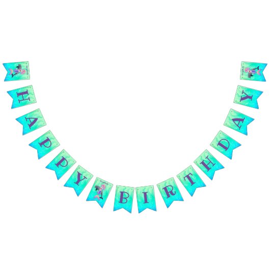 Phantastische Meerjungfrau mit Regenbogenhaar und Wimpelkette (Alle)