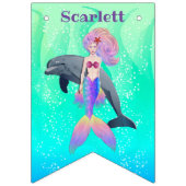 Phantastische Meerjungfrau mit Regenbogenhaar und Wimpelkette (Erste Fahne)