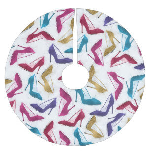 Phantastische moderne Aquarellschuhe mit gürtelnd Polyester Weihnachtsbaumdecke