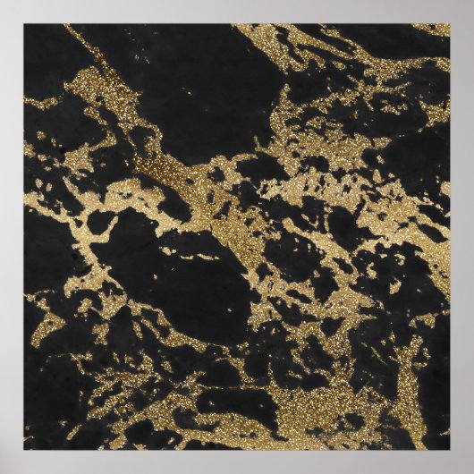 Phantastische moderne Imitate Gold Glitzer schwarz Poster (Vorne)