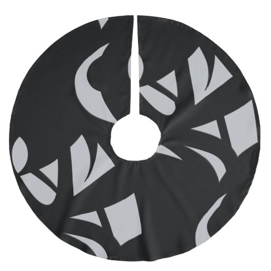 Phantastische Moderne Kunst Grau / Schwarz Polyester Weihnachtsbaumdecke (Vorderseite)