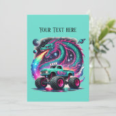 Phantastische Monster LKW Jungs Geburtstagsparty Einladung (Stehend Vorderseite)