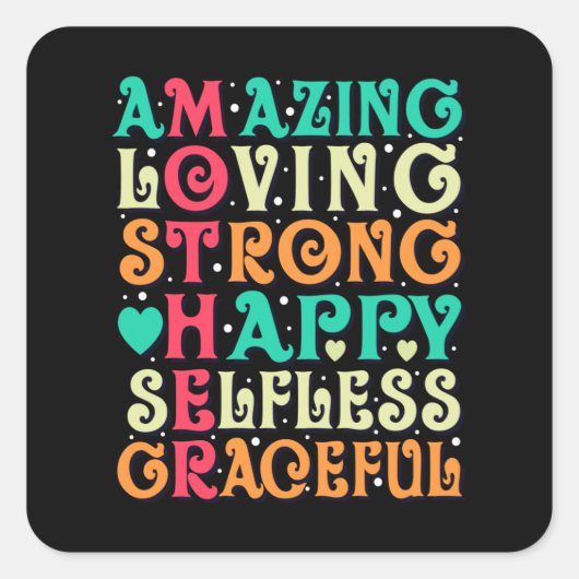 Phantastische Mutter Liebe Zitat zur Inspiration M Quadratischer Aufkleber (Vorderseite)