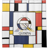 Phantastische Neoplastik Art Monogramm. Buchstabe  Duschvorhang (Vorderseite)