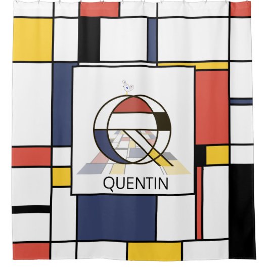 Phantastische Neoplastik Art Monogramm. Buchstabe  Duschvorhang (Vorderseite)
