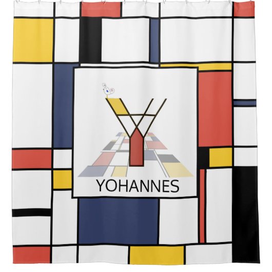 Phantastische Neoplastik Art Monogramm. Buchstabe Duschvorhang (Vorderseite)