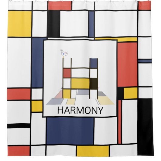 Phantastische Neoplastik Art Monogramm. Buchstabe  Duschvorhang (Vorderseite)