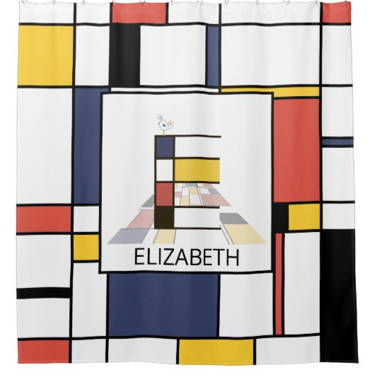 Phantastische Neoplastik Art Monogramm. Buchstabe  Duschvorhang (Vorderseite)