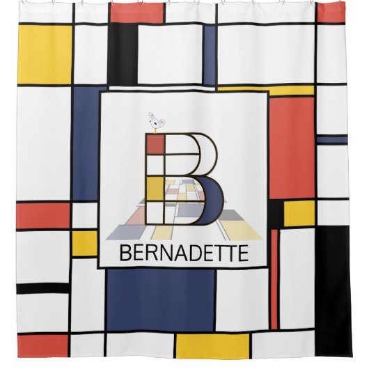 Phantastische Neoplastik Art Monogramm. Buchstabe  Duschvorhang (Vorderseite)