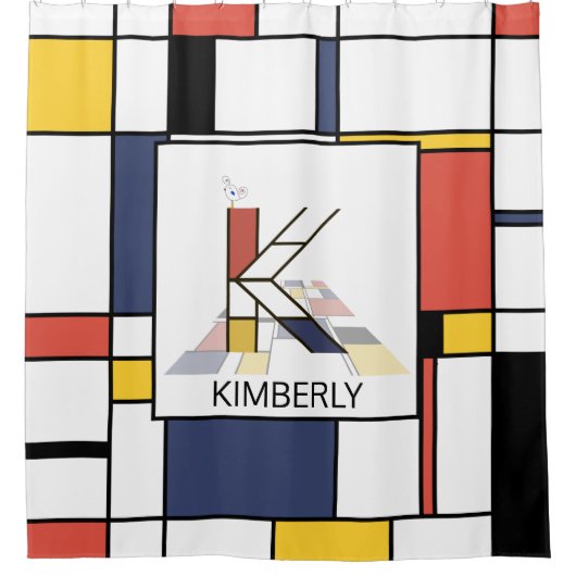 Phantastische Neoplastik Art Monogramm. Buchstabe Duschvorhang (Vorderseite)