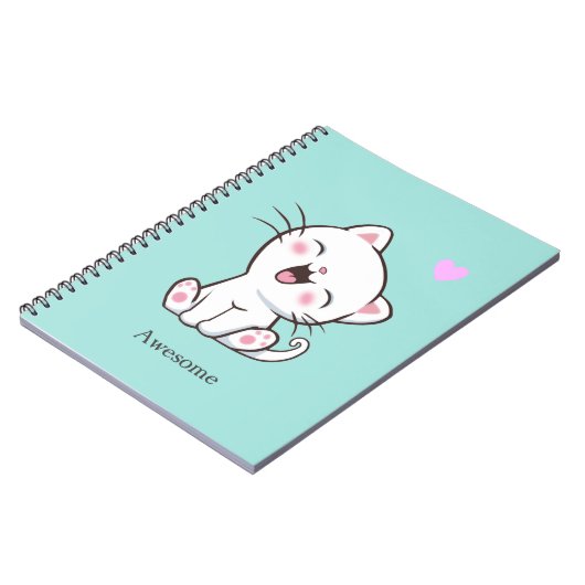 Phantastische Niedliche Kitekatze auf Aquamarinem  Notizblock (Linke Seite)