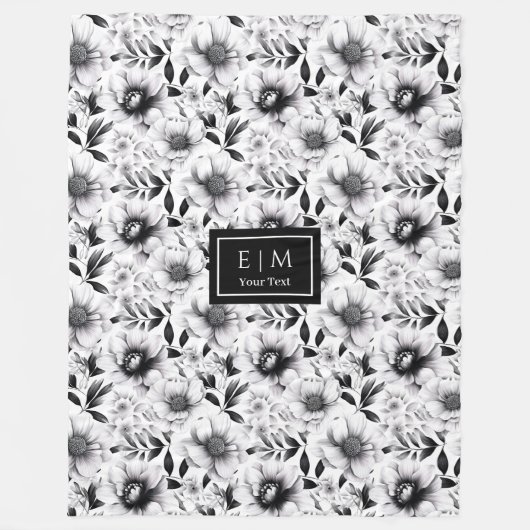 Phantastische opulente Schwarz-Weiß-Blume Decke (Vorderseite)